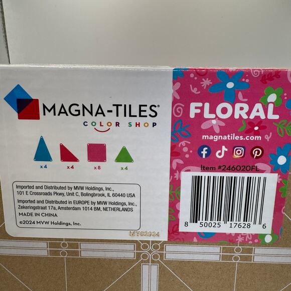 NEW MAGNA-TILES Color Shop Floral 20-Piece Magnetic Construction Set - Picture 4 of 6